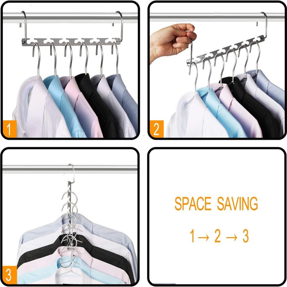 12-PC Bundle ~ Silver Metal Cascading Magic Space Saving Hangers ~ EUC